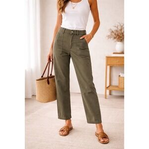 Modern Supply Sanctuary Olive Pants Size 27 High Rise Utility Straight Leg Stret